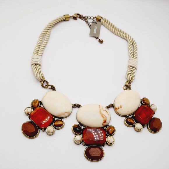 Chico’s Chunky Mixed Gemstone Lucite Statement Necklace NWT 27 Inch - Picture 3 of 9